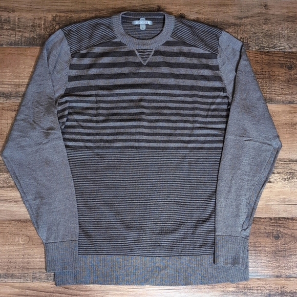 Smartwool Sparwood Crew Striped Sweater Dark Gray / Brown Size L - Picture 1 of 8